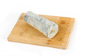 French cheese AOP Sainte maure de touraine isolated on white 