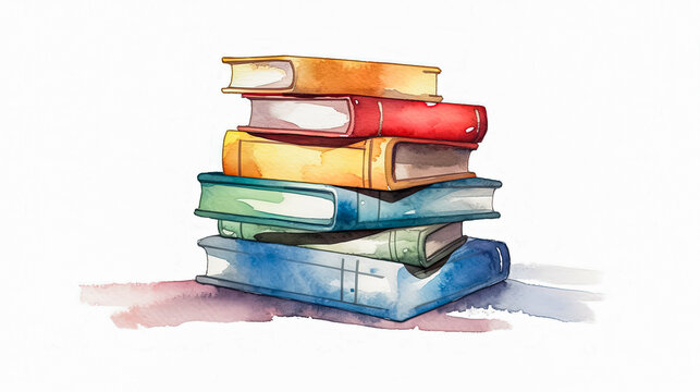 A stack of watercolor books with Back to School text.