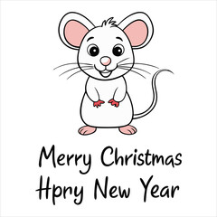 Happy New Year and Merry Christmas Mouse cat Clipart art vector