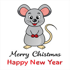 Happy New Year and Merry Christmas Mouse cat Clipart art vector