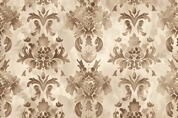 Obraz premium A seamless pattern of vintage floral wallpaper in muted tones, ideal for a classic and refined product background 