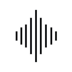 Radio wave or sound wave icon. Sound wave symbol. Sound record icon. Vector icon of sound wave, Vector black icon on white background. Vector illustration. Eps file 157.