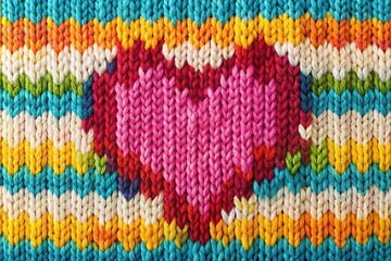 Obraz premium Bright, colorful yarn of different colors in the shape of a heart