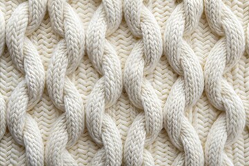A close up of a knitted sweater with white yarn