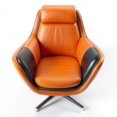 Naklejka premium A tan leather chair with a gold trim