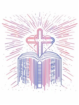 cross over bible with radiant lines clip art preview