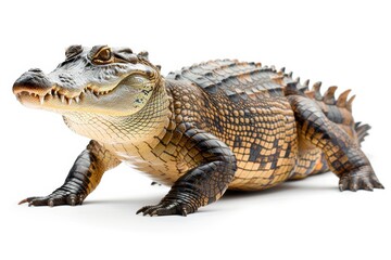Obraz premium Formidable crocodile standing on white background