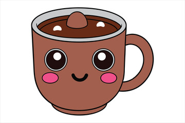 Kawaii hot chocolate mug art vector