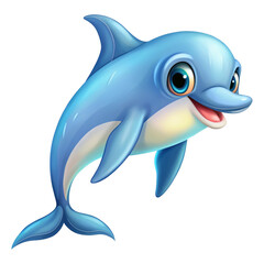 Fototapeta premium Happy cute dolphin image cartoon style 