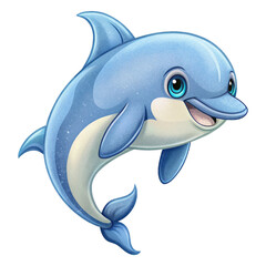 Fototapeta premium Happy cute dolphin image cartoon style 