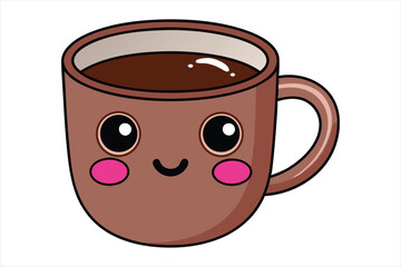 Kawaii hot chocolate mug art vector