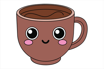 Kawaii hot chocolate mug art vector