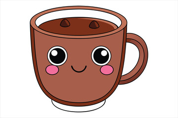 Kawaii hot chocolate mug art vector