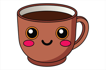 Kawaii hot chocolate mug art vector