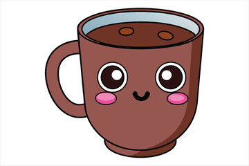 Kawaii hot chocolate mug art vector