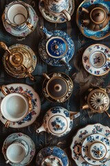 A variety of vintage classic teapot designs, including porcelain, ceramic, and metallic options