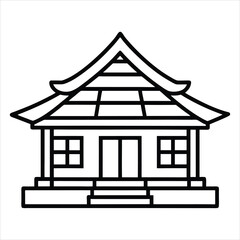 Korea house in black fill flat line art vector