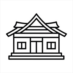 Korea house in black fill flat line art vector
