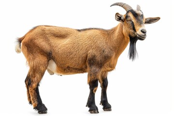 Obraz premium Brown goat standing on white background