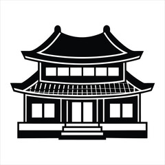 Korea house in black fill flat vector