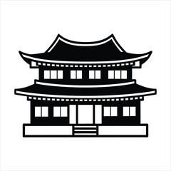 Korea house in black fill flat vector