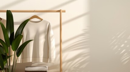 A sustainable fashion store with eco-friendly clothing made from recycled materials, with copy space, high-resolution photo, hyper realistic