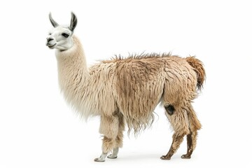 Obraz premium Llama standing on white background showing long fur