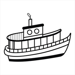 Obraz premium Paint this charming paddle boat with your favorite shades line art vector