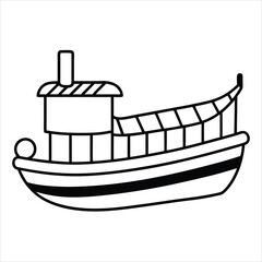 Paint this charming paddle boat with your favorite shades line art vector