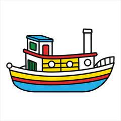 Paint this charming paddle boat with your favorite shades line art vector