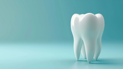 White tooth model with blue background, dental care concept
