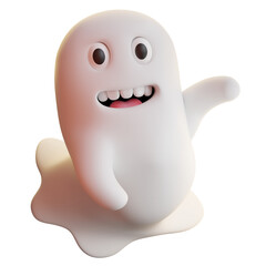 3d ghost smiling with halloween concept.