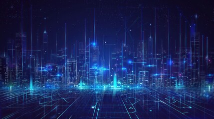 Cyberpunk Cityscape - Glowing Lines and Digital Architecture