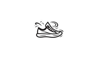 shoes sneakers logo design black simple flat icon on white background