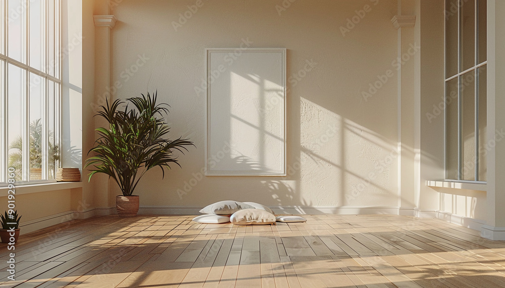 Canvas Prints modern meditation room harmonious design with empty frame