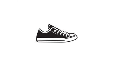shoes sneakers logo design black simple flat icon on white background