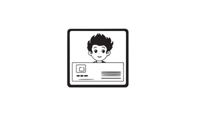 id card design black simple line art on white background