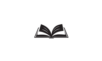 book open logo design black simple flat icon on white background