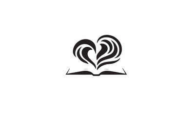 book open logo design black simple flat icon on white background