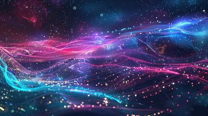 Obraz premium Abstract Digital Wave with Glowing Particles