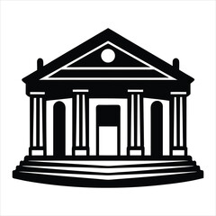 Silhouette of the theater building with columns art vector
