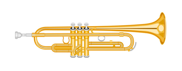 Musical instrument - trumpet, saxophone. Classical music. Vector illustration on white background