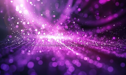 Purple science technology light glowing particles background. AI generated image