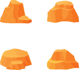 Stylized cartoon rock boulders set with colorful and playful stone illustrations for game environment and landscape design assets © nsit0108