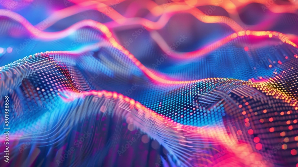 Aufkleber a colorful, abstract image of a wave with a blue background