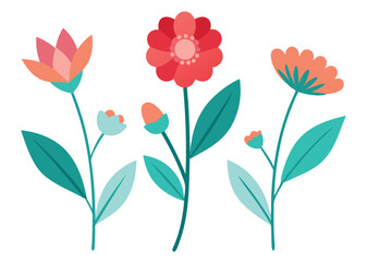 floral flowers minimal isolated flat vector pro collection illustration on white background.