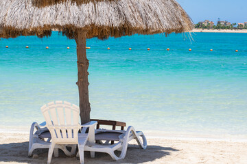 chairs and umbrella on the beach
