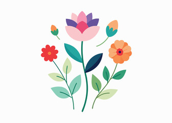 floral flowers minimal isolated flat vector pro collection illustration on white background.