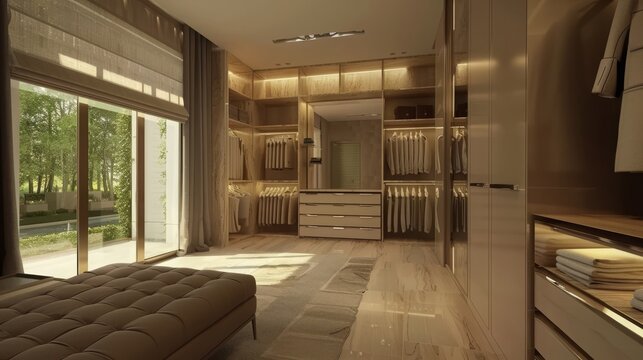 a modern minimalistic dressing room, 16:9
