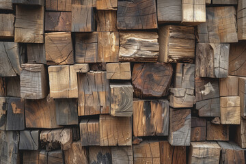 Warm Taupe Wood Texture, Contemporary Block Stack Art.